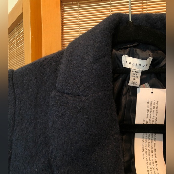 Topshop Manhattan Coat - Tailored, Belted, Double Breasted in Navy 2P - Picture 6 of 16